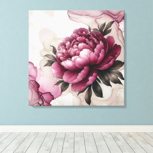 Peony Pink Abstract Canvas Afdruk (Insitu (Houten vloer))