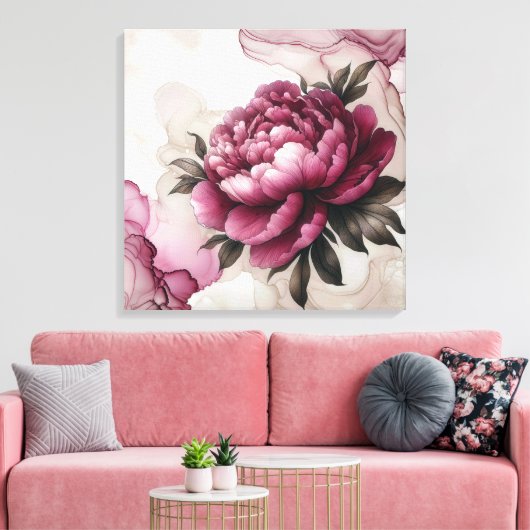 Peony Pink Abstract Canvas Afdruk (Insitu (Woonkamer))