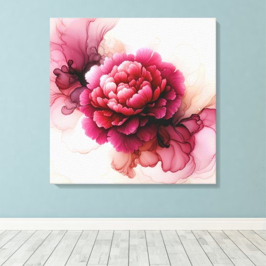 Peony Pink Abstract Canvas Afdruk (Insitu (Houten vloer))