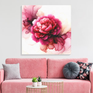 Peony Pink Abstract Canvas Afdruk