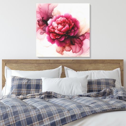 Peony Pink Abstract Canvas Afdruk (Insitu (Slaapkamer))