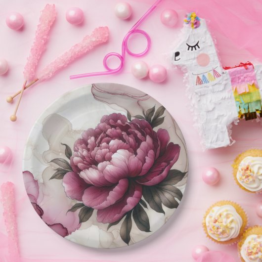 Peony Pink Abstract Papieren Bordje (Feest)