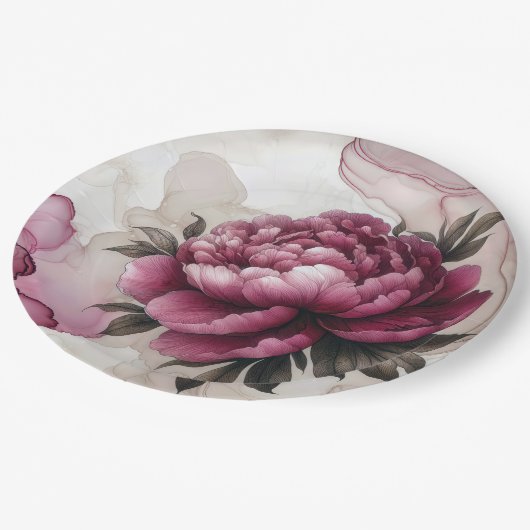Peony Pink Abstract Papieren Bordje (Gekanteld)