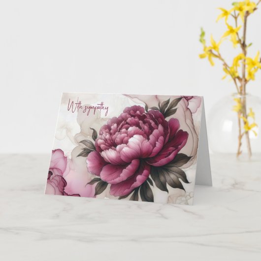Peony Pink Abstracte sympathie Kaart (Gele Bloem)