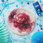 Peony Pink Alcoholinkt Abstract Papieren Bordje (Feest)