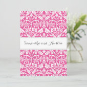 Peony Pink Damask Wedding Custom Background A08 Kaart (Staand voorkant)