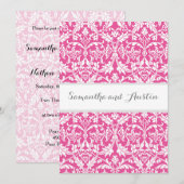 Peony Pink Damask Wedding Custom Background A08 Kaart (Voorkant / Achterkant)