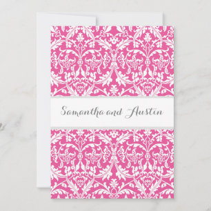 Peony Pink Damask Wedding Custom Background A08 Kaart