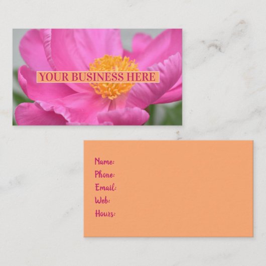 Peony Pink Floral Visitekaartje (Voorkant / Achterkant)