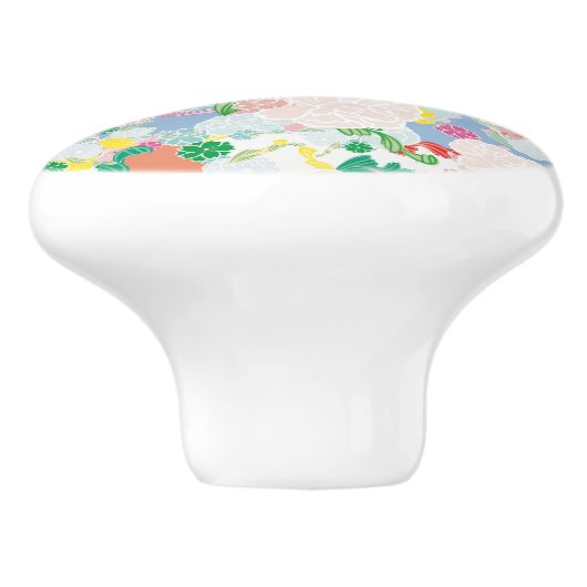 Peony pink keramische knop (Zijkant)