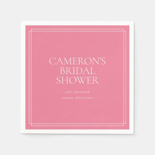 Peony Pink | Klassiek Vrijgezellenfeest Servet (Voorkant)