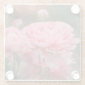 Peony Pink Ranunculus Closeup Glazen Onderzetter (Achterkant)