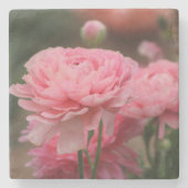 Peony Pink Ranunculus Closeup Stenen Onderzetter (Voorkant)