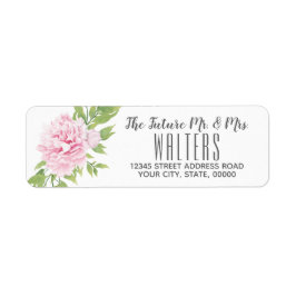 Peony Pink Waterverf Flower | Etiket