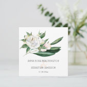 *~* Peony QR RSVP Floral Bouquet AR15 Wedding Kaart (Staand voorkant)