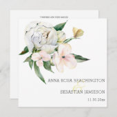 *~* Peony QR - RSVP Floral Bouquets AR15 Wedding Kaart (Voorkant / Achterkant)