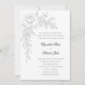 Peony Radiant White Elegant Formal Classic Wedding Kaart (Voorkant)