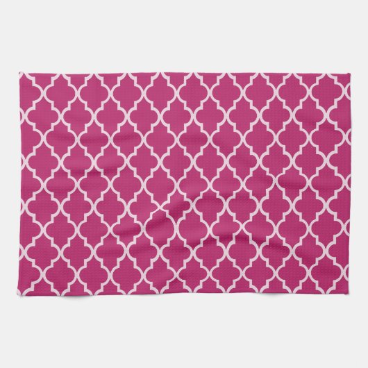 Peony Red en White Moroccan Trellis Pattern Theedoek (Horizontaal)