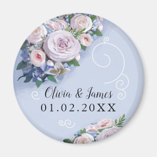 Peony Roos Couple Wedding Favors Elegant Magneet