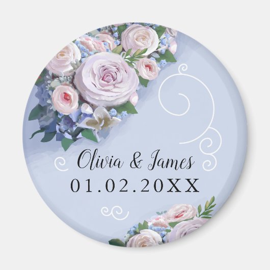 Peony Roos Couple Wedding Favors Elegant Magneet (Voorkant)