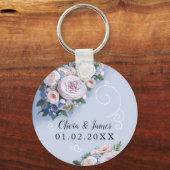 Peony Roos Couple Wedding Favors Elegant Sleutelhanger (Voorkant)
