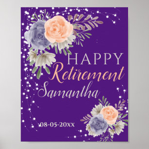 Peony Roos Floral Retirement Paars Poster