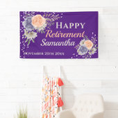 Peony Roos Floral Retirement Paarse Banner (Insitu)