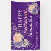 Peony Roos Floral Retirement Paarse Banner (Verticaal)