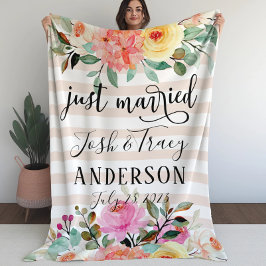 Peony Roos Net getrouwd Aankondiging Foto Prop. Fleece Deken