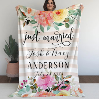 Peony Roos Net getrouwd Aankondiging Foto Prop. Fleece Deken