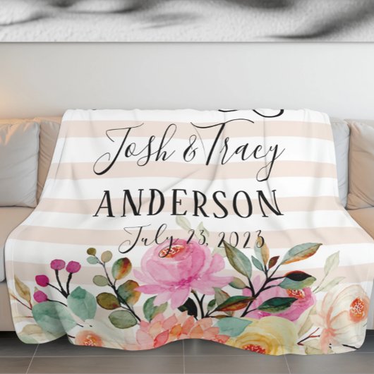 Peony Roos Net getrouwd Aankondiging Foto Prop. Fleece Deken