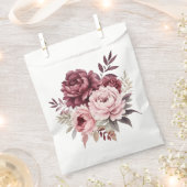 Peony Roze Bourgogne Waterverf Bloemen Huwelijk Bedankzakje (Geknipt)