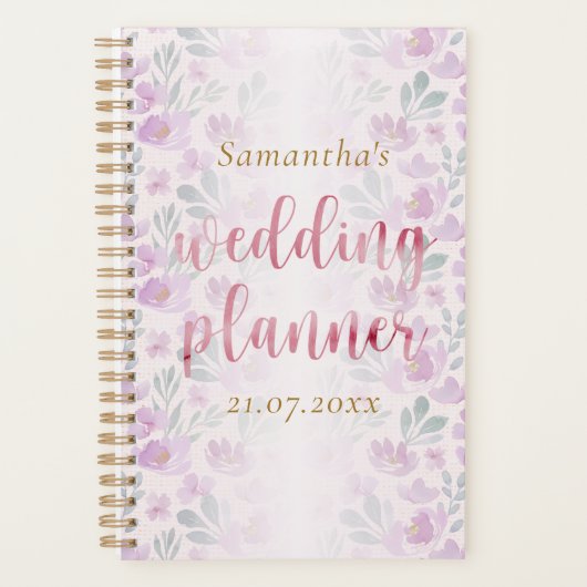 Peony Roze Waterverf bruiloft Planner (Voorkant)