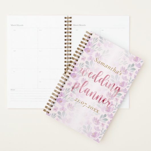 Peony Roze Waterverf bruiloft Planner (Display)