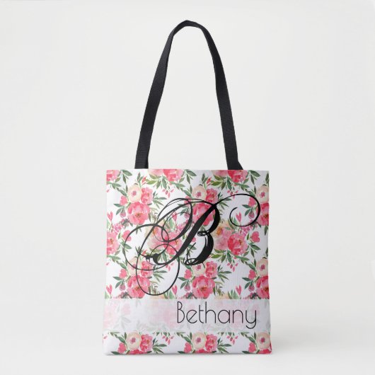 Peony Rozen Floral Canvas tas (Voorkant)