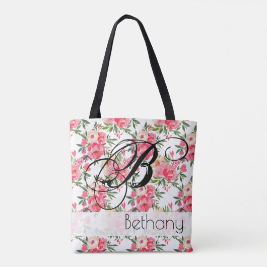 Peony Rozen Floral Canvas tas (Achterkant)