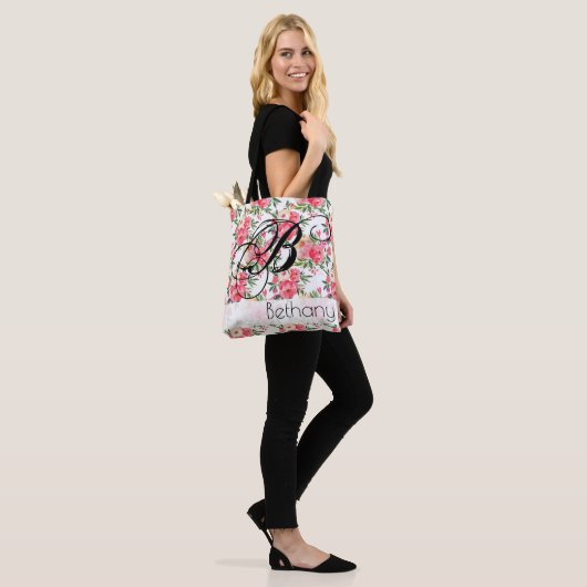 Peony Rozen Floral Canvas tas (Op model)