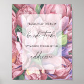 Peony rozen - help de drukke bruid Adres Poster (Voorkant)