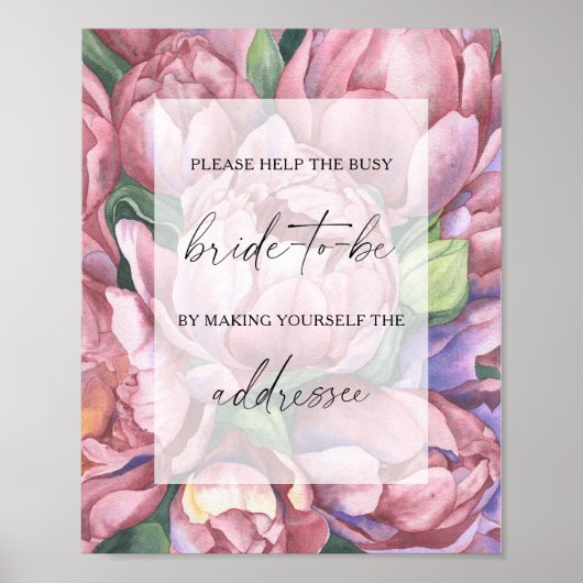 Peony rozen - help de drukke bruid Adres Poster (Voorkant)