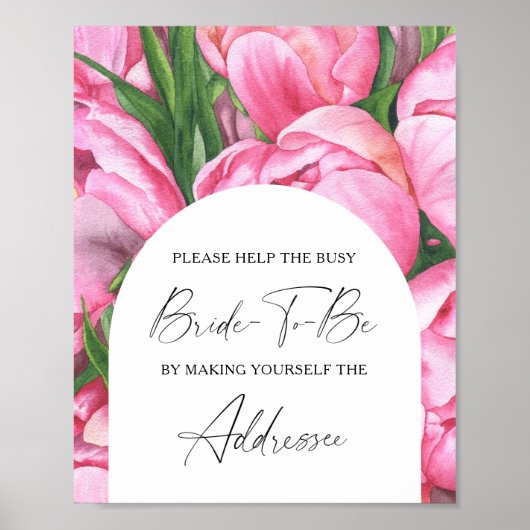 Peony rozen - help de drukke bruid Adres Poster (Voorkant)