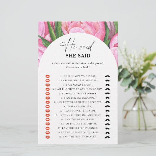 Peony rozen - Hij zei dat ze vrijgezellenfeest spe (Staand voorkant)