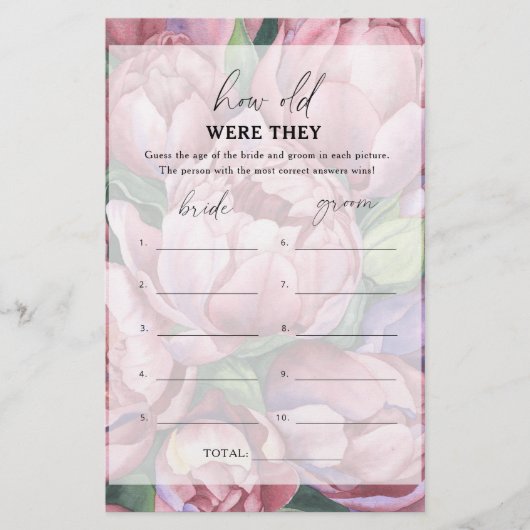 Peony rozen - Hoe oud waren ze bruids spel (Voorkant)