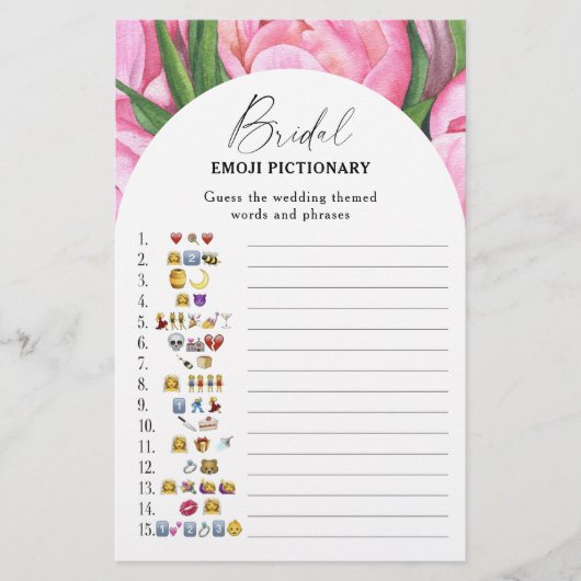 Peony rozen - vrijgezellenfeest emoji pictionary s (Voorkant)