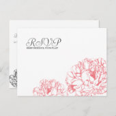 Peony RSVP-Briefkaart Uitnodiging Briefkaart (Voorkant / Achterkant)