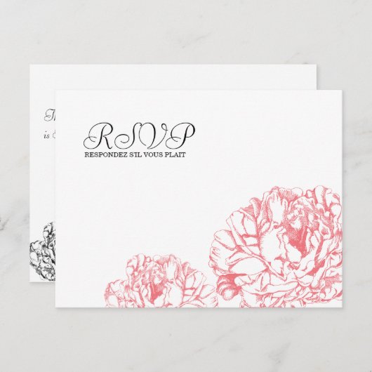 Peony RSVP-Briefkaart Uitnodiging Briefkaart (Voorkant / Achterkant)