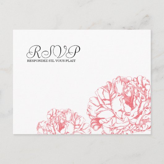 Peony RSVP-Briefkaart Uitnodiging Briefkaart (Voorkant)