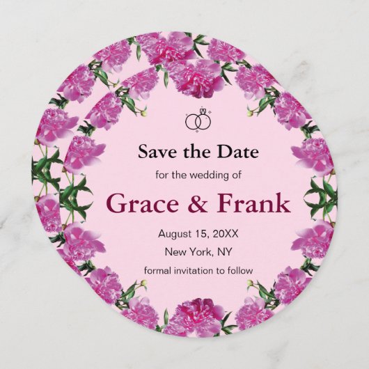 Peony. Save The Date (Voorkant / Achterkant)