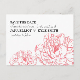 Peony Save the Date Aankondigingskaart