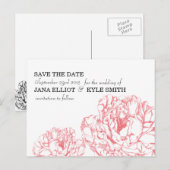 Peony Save the Date Aankondigingskaart (Voorkant / Achterkant)