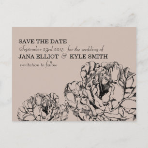 Peony Save the Date Aankondigingskaart